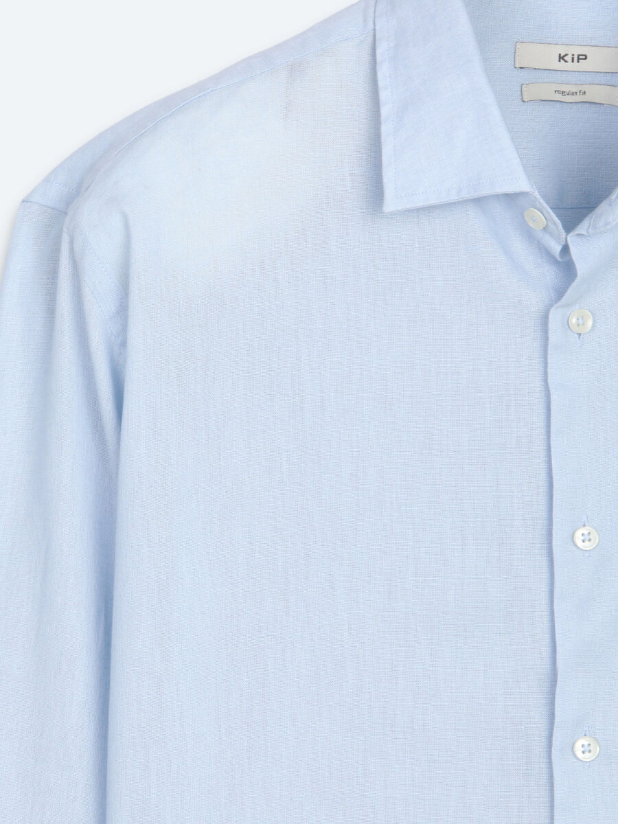 Blue Regular Fit Long Weaving Casual Cotton Blended Shirt - 7