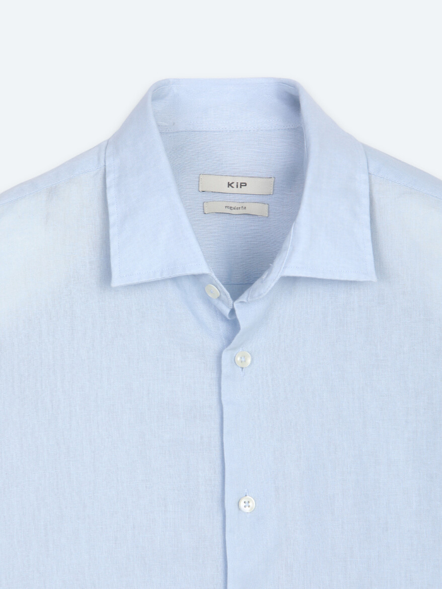 Blue Regular Fit Long Weaving Casual Cotton Blended Shirt - 8