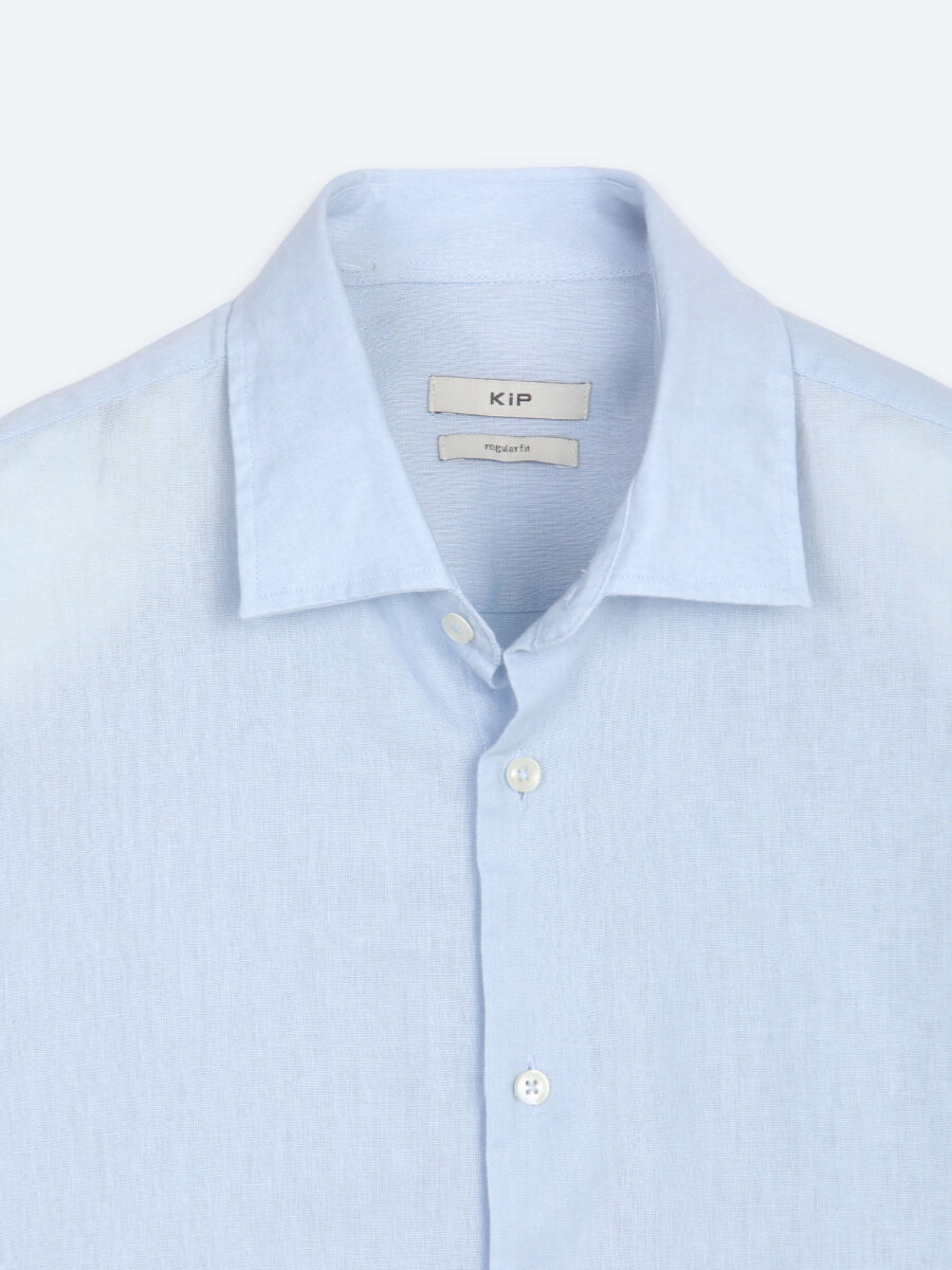 Blue Regular Fit Long Weaving Casual Cotton Blended Shirt - 8