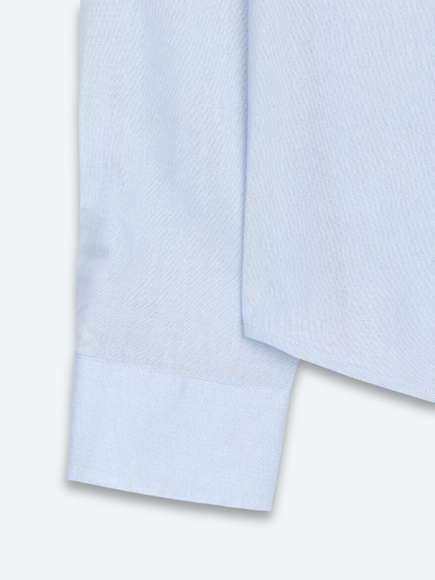 Blue Regular Fit Long Weaving Casual Cotton Blended Shirt - 9