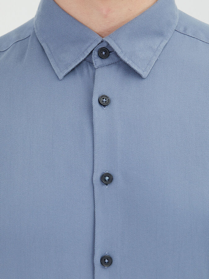 Blue Regular Fit Long Weaving Casual Shirt - 5