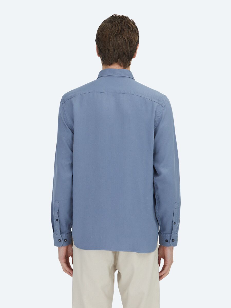 Blue Regular Fit Long Weaving Casual Shirt - 6