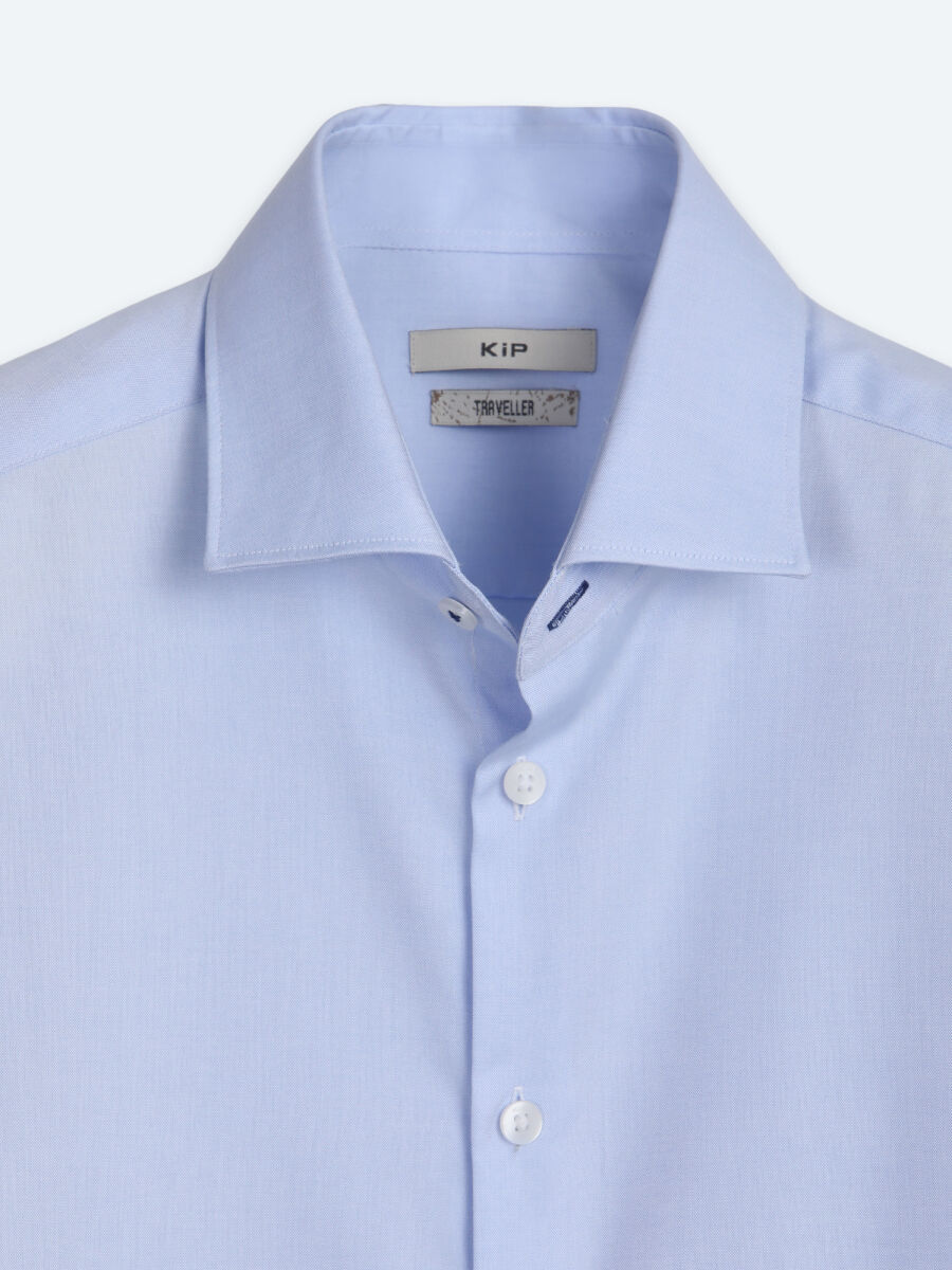 Blue Regular Fit Long Weaving Classical 100% Cotton Shirt - 7