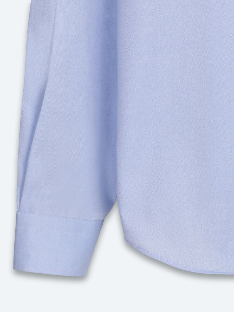 Blue Regular Fit Long Weaving Classical 100% Cotton Shirt - 9