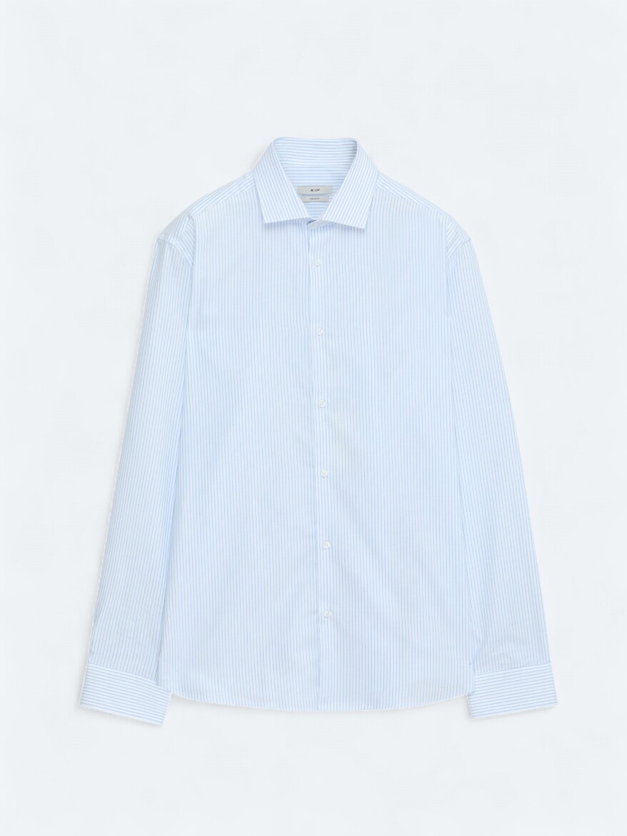 Blue Regular Fit Long Weaving Classical 100% Cotton Shirt - 6