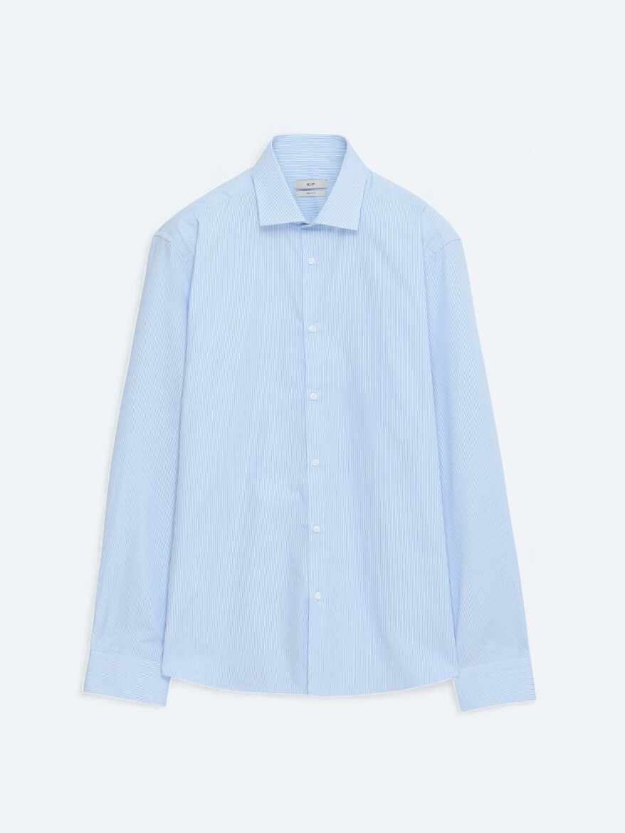 Blue Regular Fit Long Weaving Classical 100% Cotton Shirt - 7