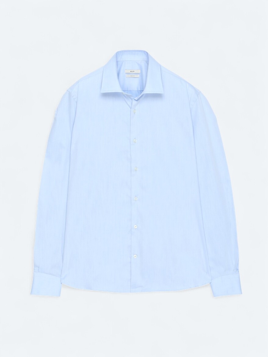 Blue Regular Fit Long Weaving Classical Cotton Blended Shirt - 6