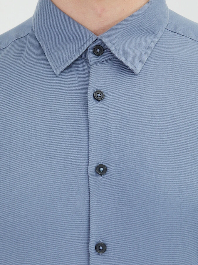 Blue Regular Fit Weaving Casual Shirt - 5