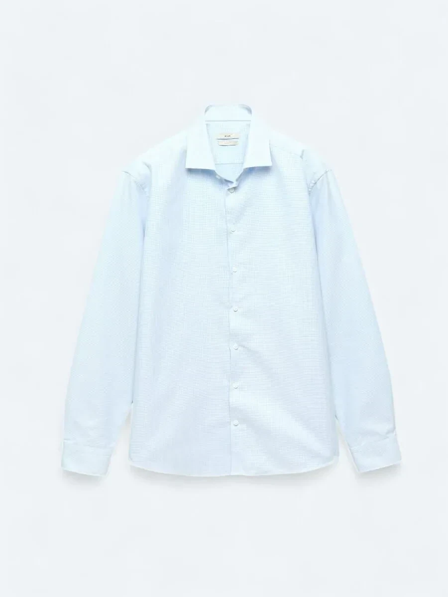 Blue Regular Fit Weaving Classical 100% Cotton Shirt - 7