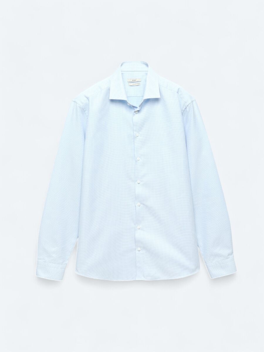 Blue Regular Fit Weaving Classical 100% Cotton Shirt - 7