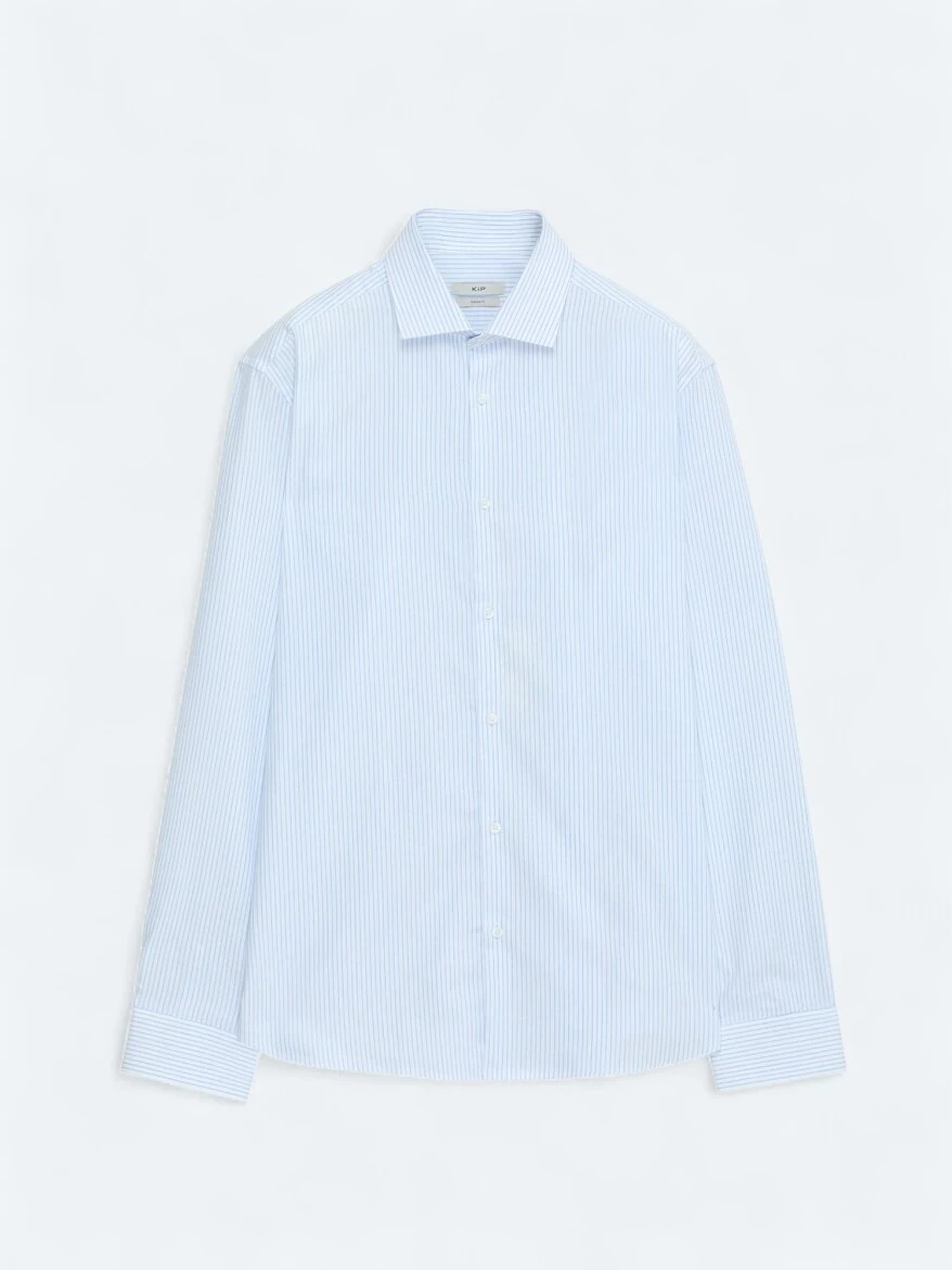 Blue Regular Fit Weaving Classical 100% Cotton Shirt - 6