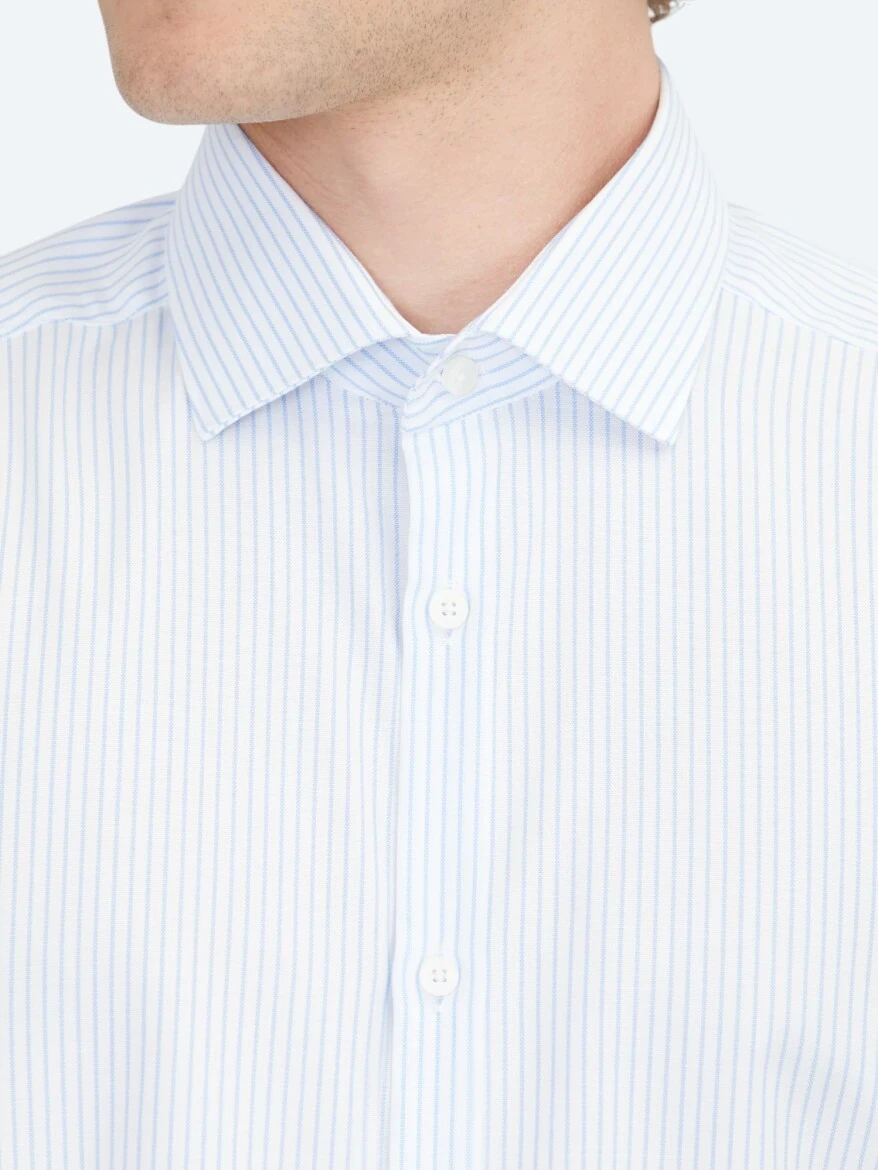 Blue Regular Fit Weaving Classical 100% Cotton Shirt - 4