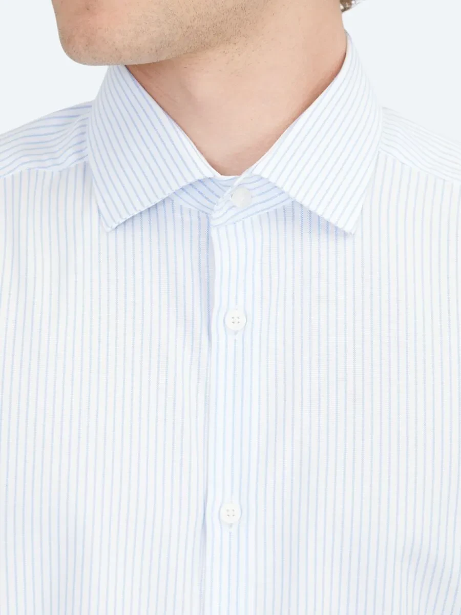 Blue Regular Fit Weaving Classical 100% Cotton Shirt - 4