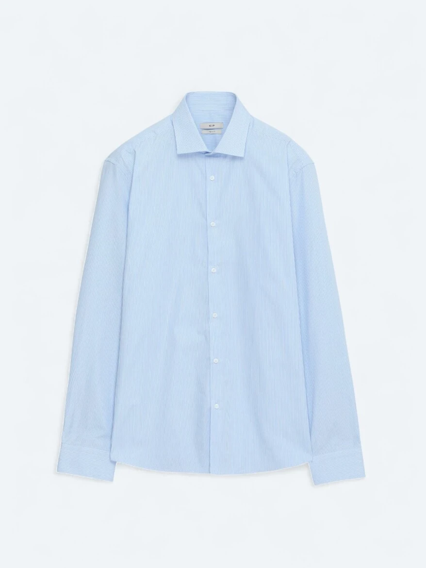 Blue Regular Fit Weaving Classical 100% Cotton Shirt - 7