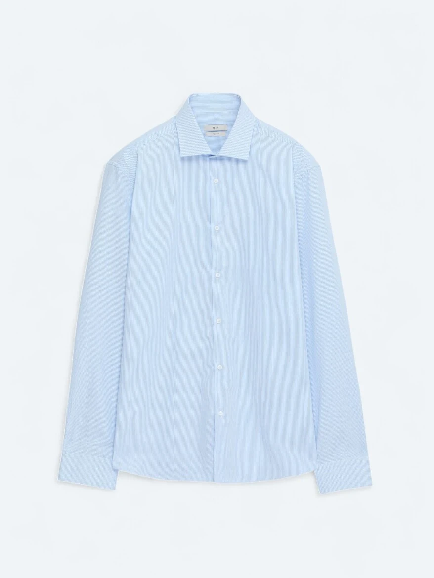 Blue Regular Fit Weaving Classical 100% Cotton Shirt - 7