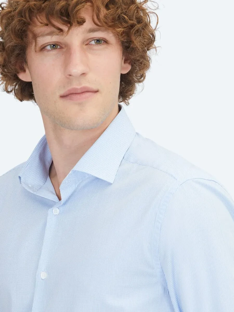 Blue Regular Fit Weaving Classical 100% Cotton Shirt - 4