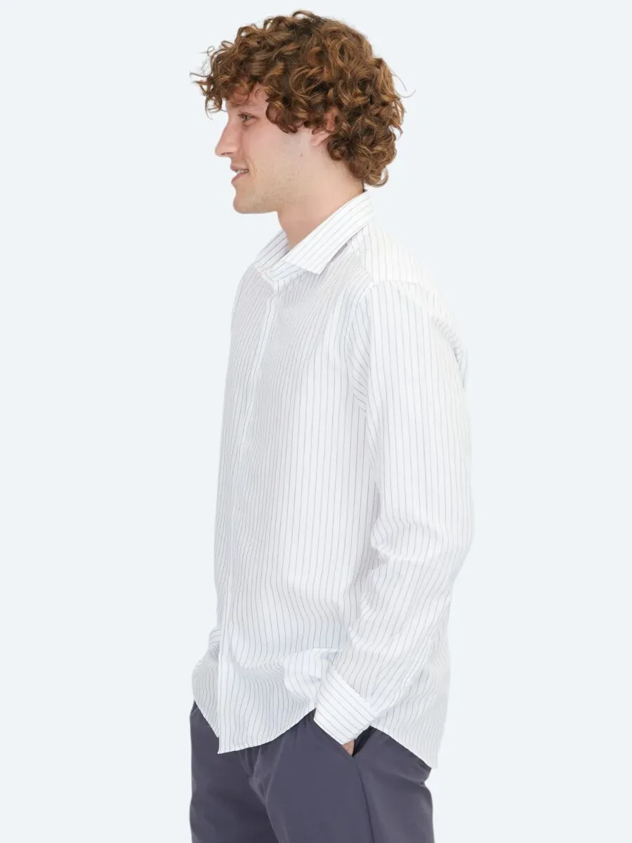 Blue Regular Fit Weaving Classical 100% Cotton Shirt - 3