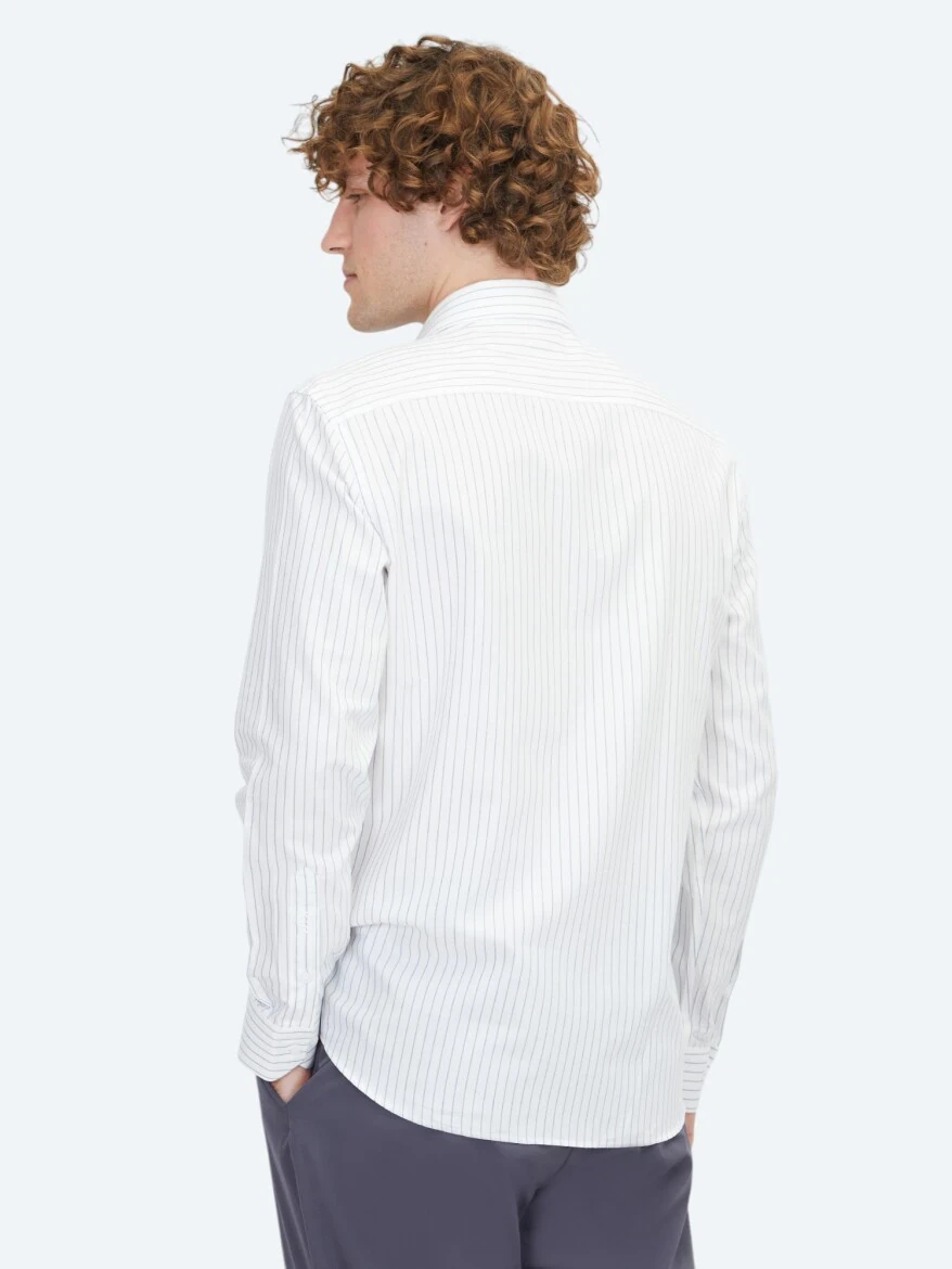 Blue Regular Fit Weaving Classical 100% Cotton Shirt - 6