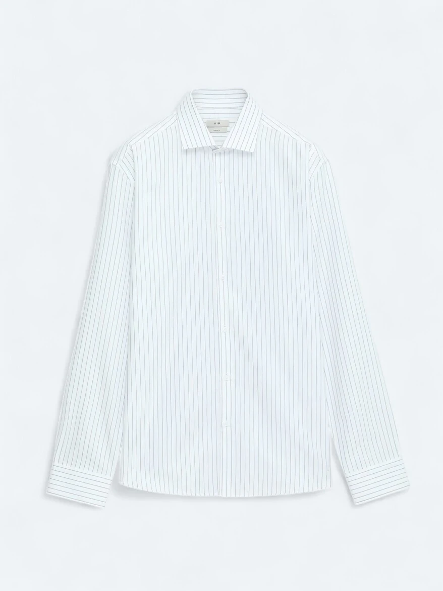 Blue Regular Fit Weaving Classical 100% Cotton Shirt - 7