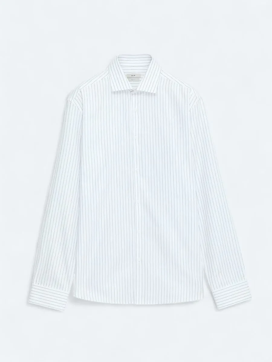 Blue Regular Fit Weaving Classical 100% Cotton Shirt - 7