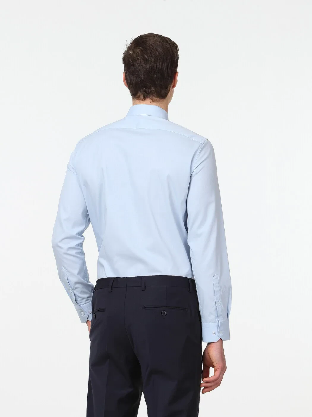 Blue Regular Fit Weaving Classical Cotton Blended Shirt 
