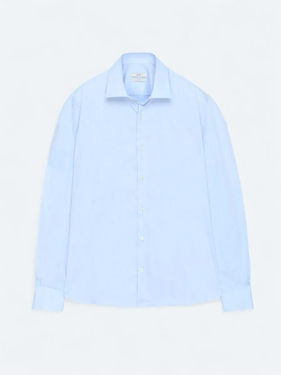 Blue Regular Fit Weaving Classical Cotton Blended Shirt - 1