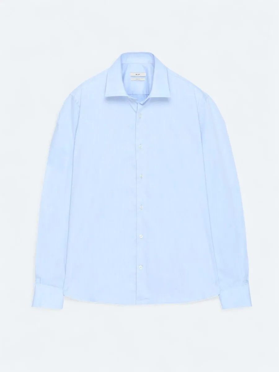 Blue Regular Fit Weaving Classical Cotton Blended Shirt - 6