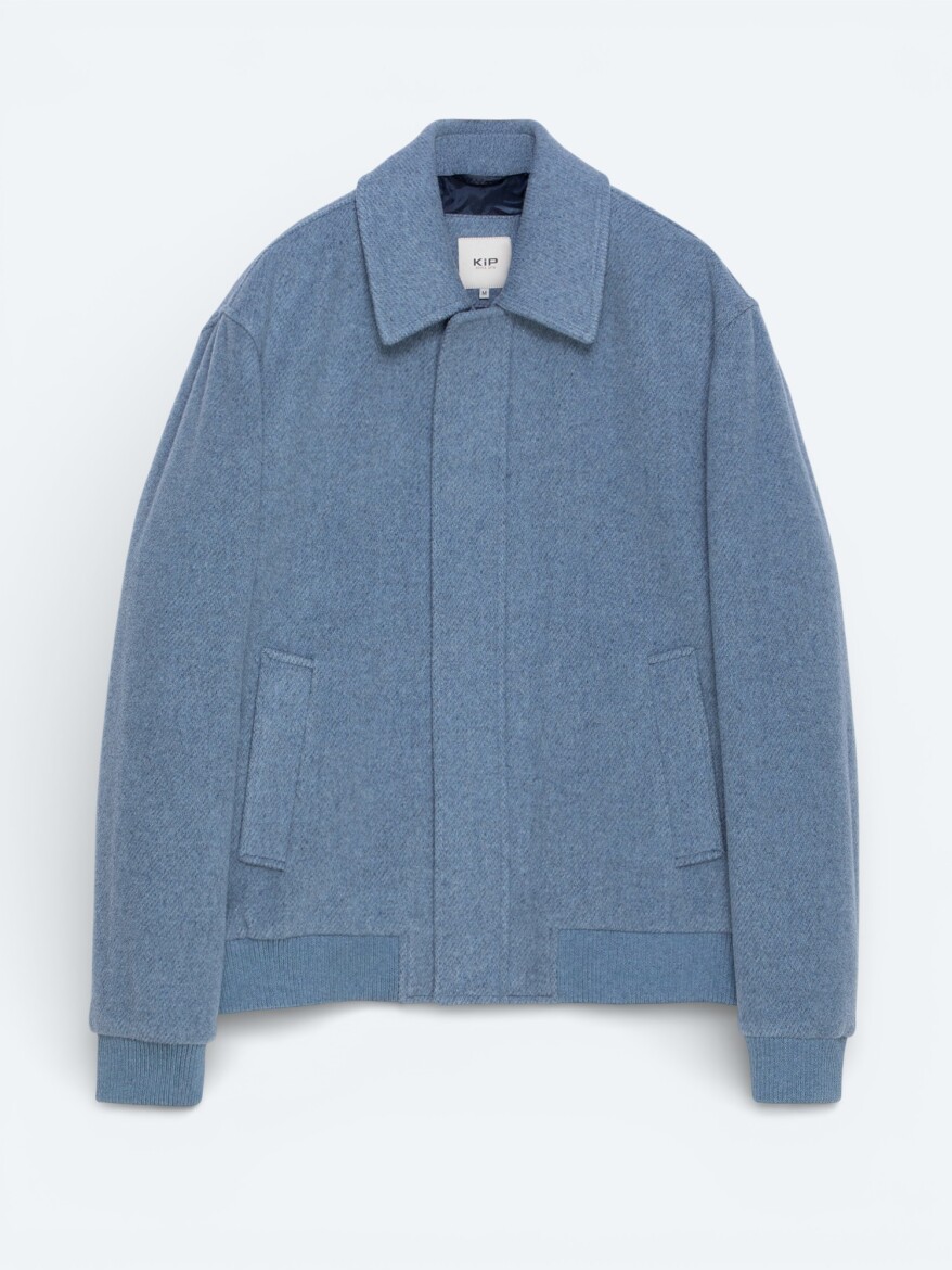 Blue Shirt Collar Casual Weaving Coat - 5