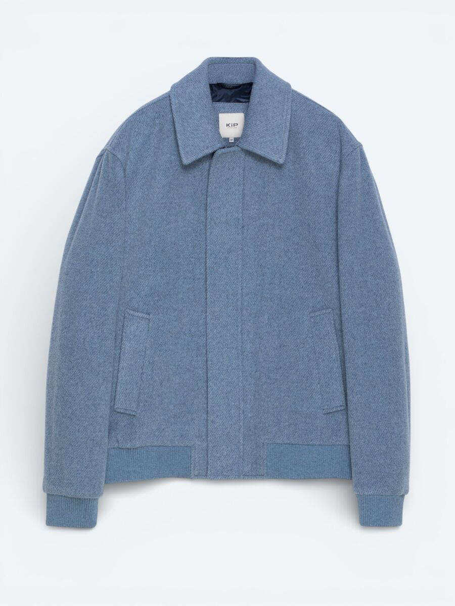 Blue Shirt Collar Casual Weaving Coat - 5