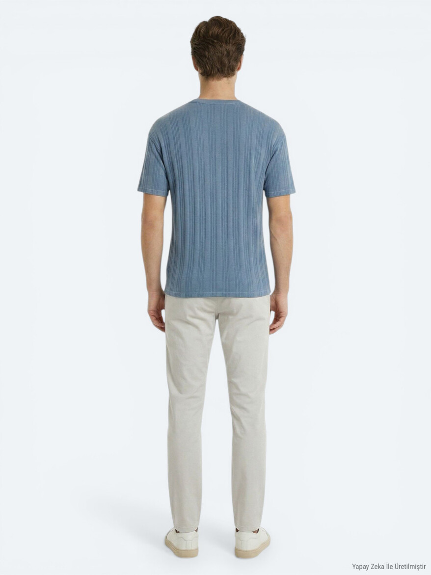 Blue Striped 100% Cotton T-Shirt - 4