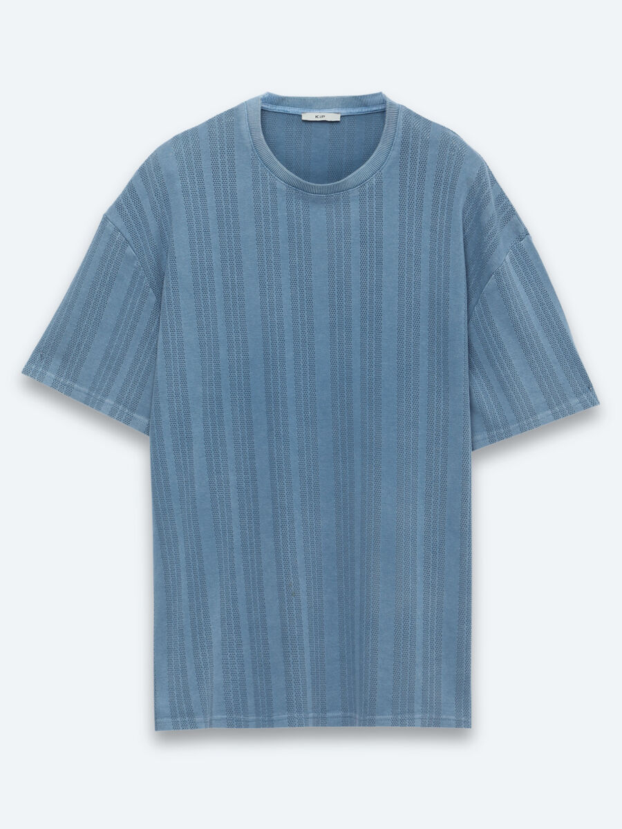 Blue Striped 100% Cotton T-Shirt - 5