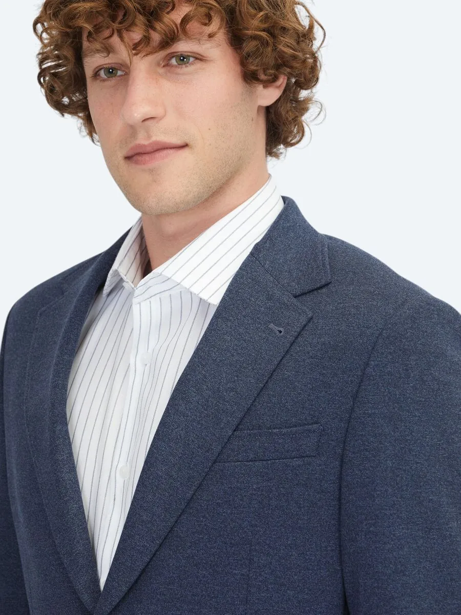 Blue Striped Modern Fit Jacket - 4