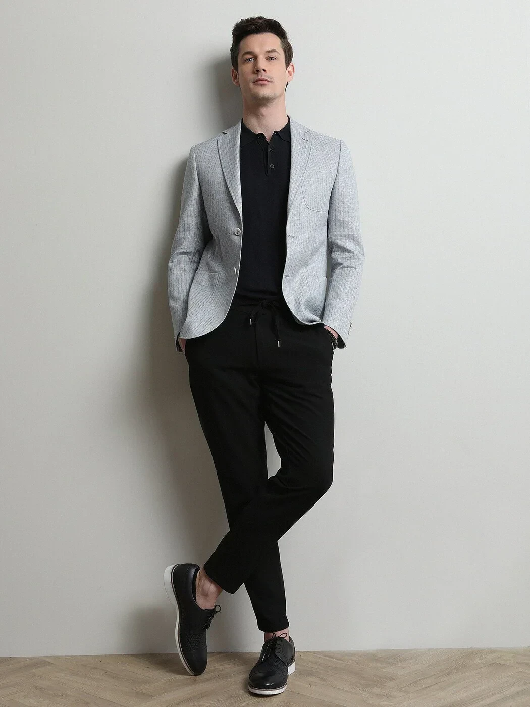 Blue Striped Modern Fit Linen Blended Jacket - 4