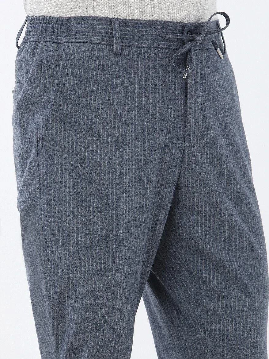 Blue Striped Modern Fit Suit - 6