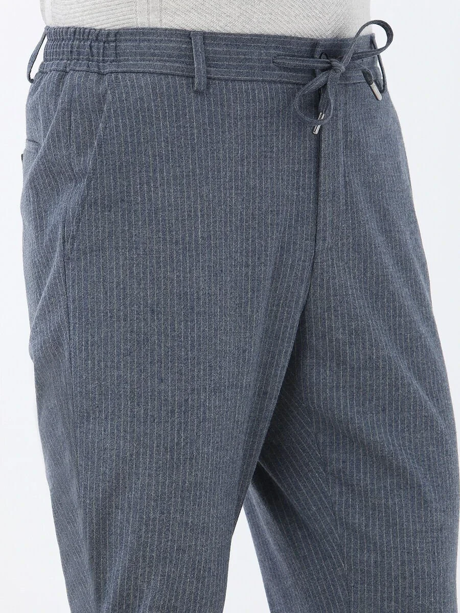Blue Striped Modern Fit Suit - 6
