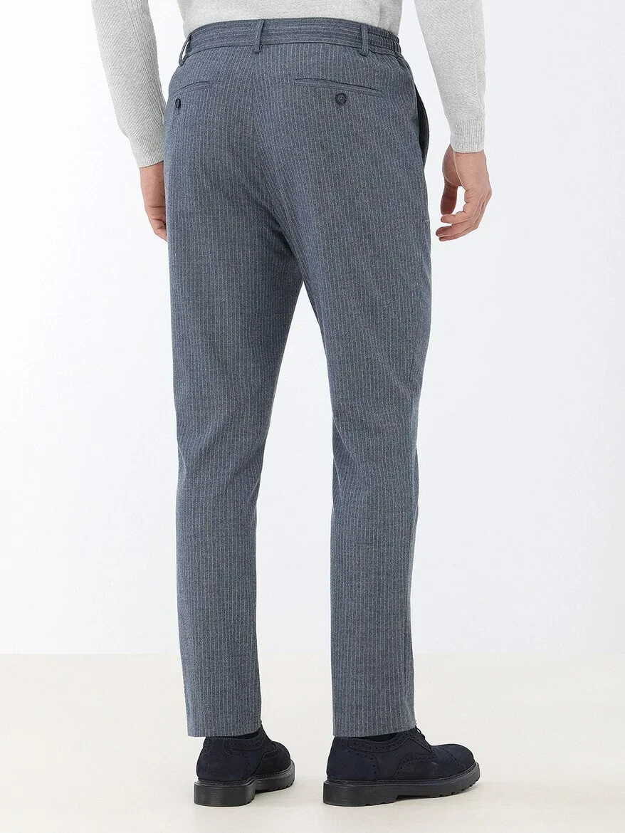 Blue Striped Modern Fit Suit - 8