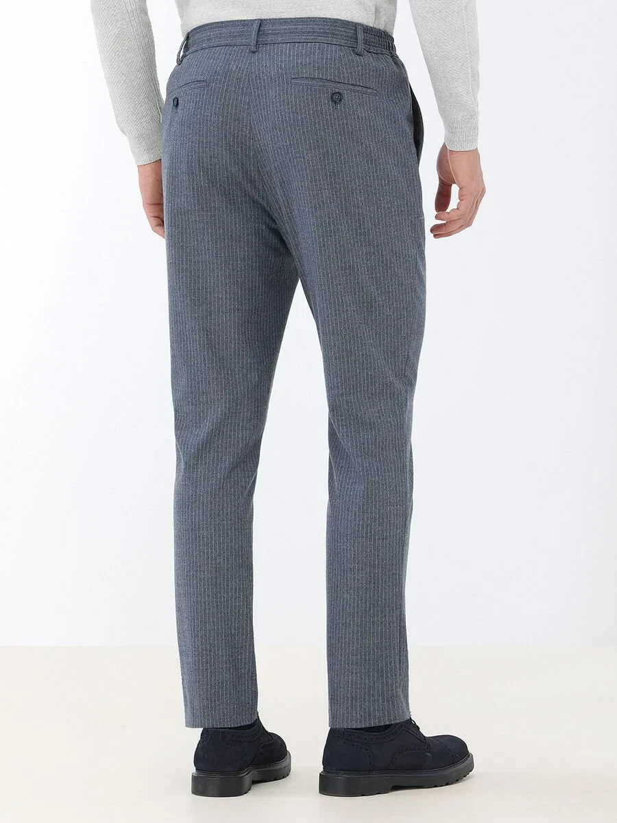 Blue Striped Modern Fit Suit - 8