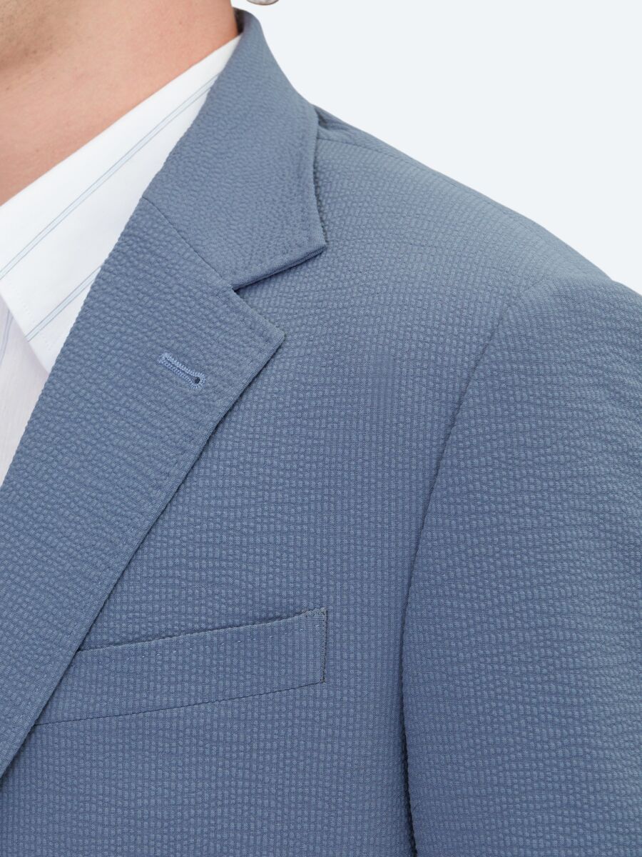 Blue Striped Modern Fit Suit - 4