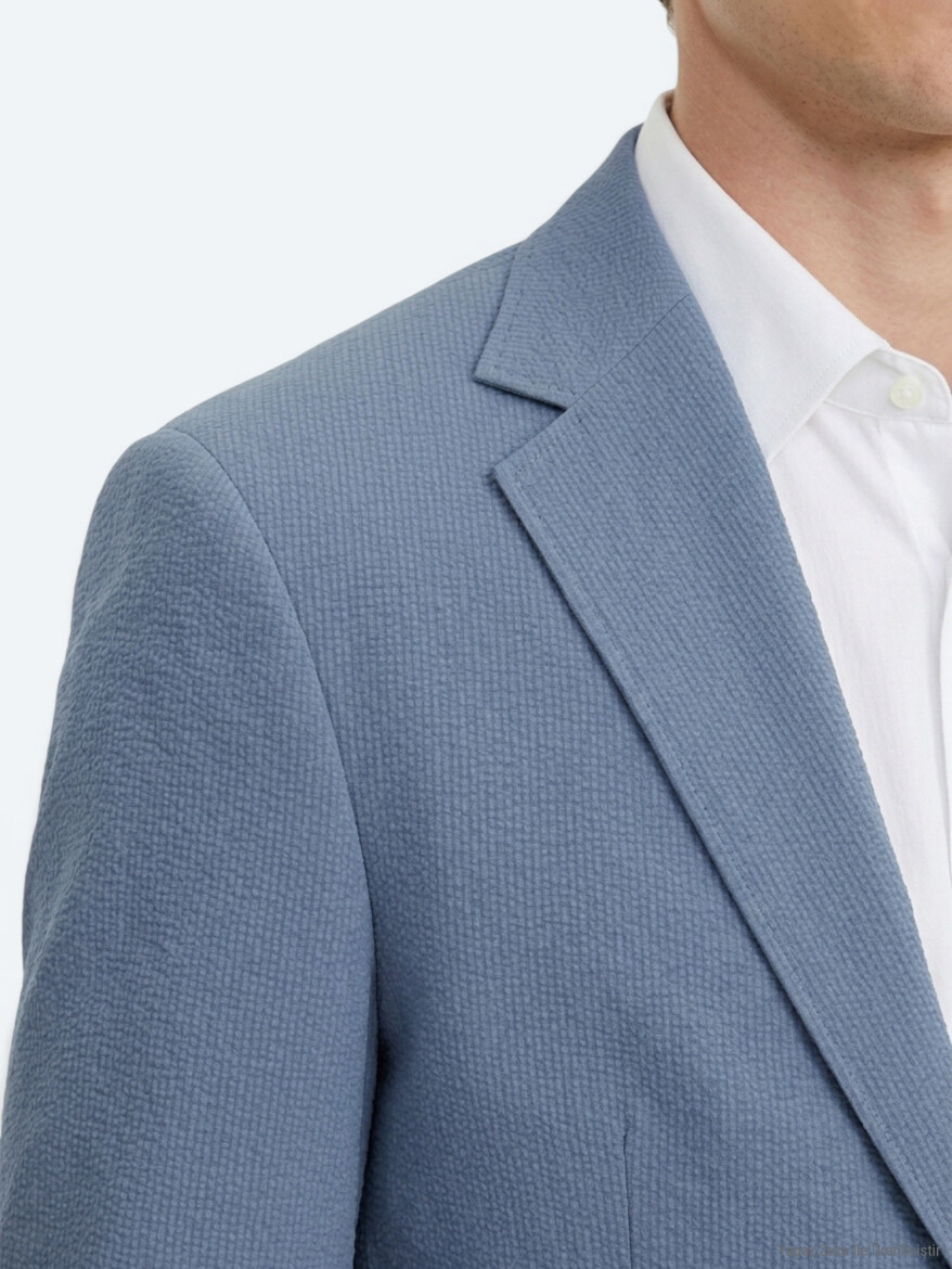 Blue Striped Modern Fit Suit - 3