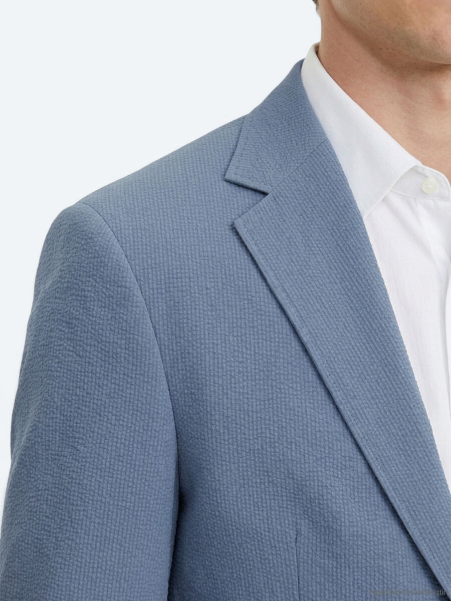 Blue Striped Modern Fit Suit - 3