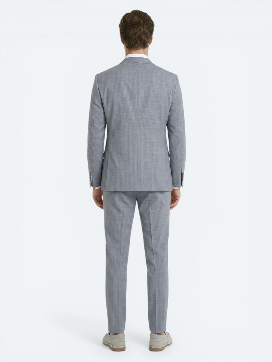 Blue Striped Modern Fit Wool Blended Suit - 5