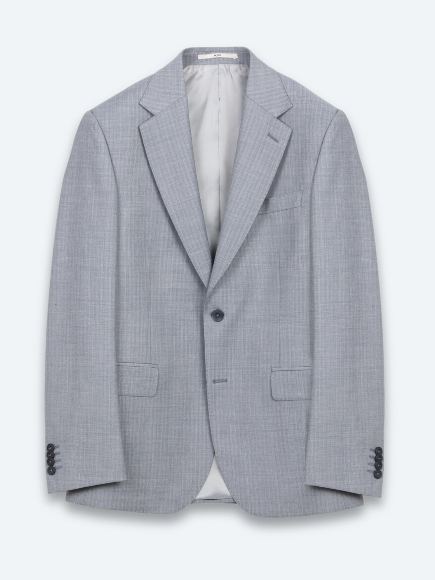 Blue Striped Modern Fit Wool Blended Suit - 6