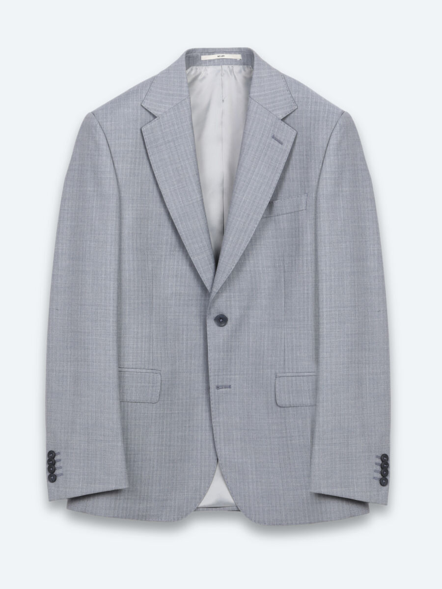 Blue Striped Modern Fit Wool Blended Suit - 6