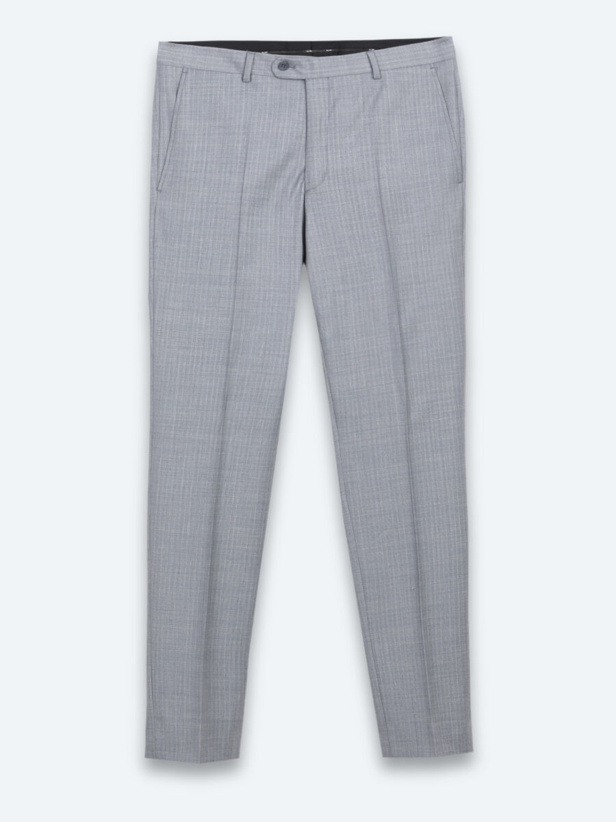 Blue Striped Modern Fit Wool Blended Suit - 7