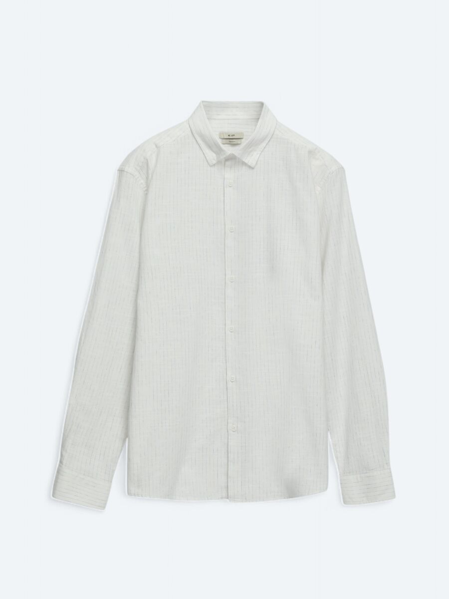 Blue Striped Regular Fit Long Weaving Casual 100% Cotton Shirt - 7