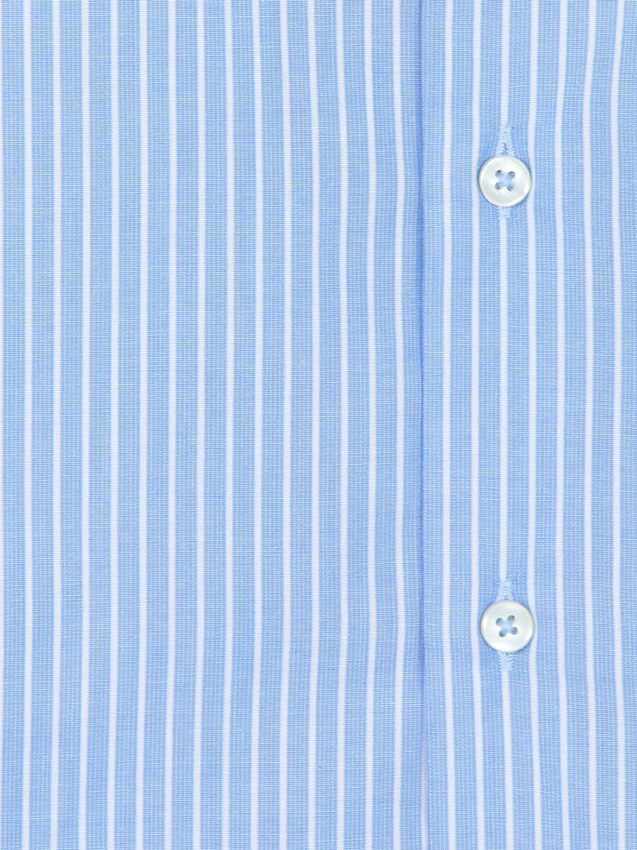 Blue Striped Regular Fit Long Weaving Casual Cotton Blended Shirt - 9