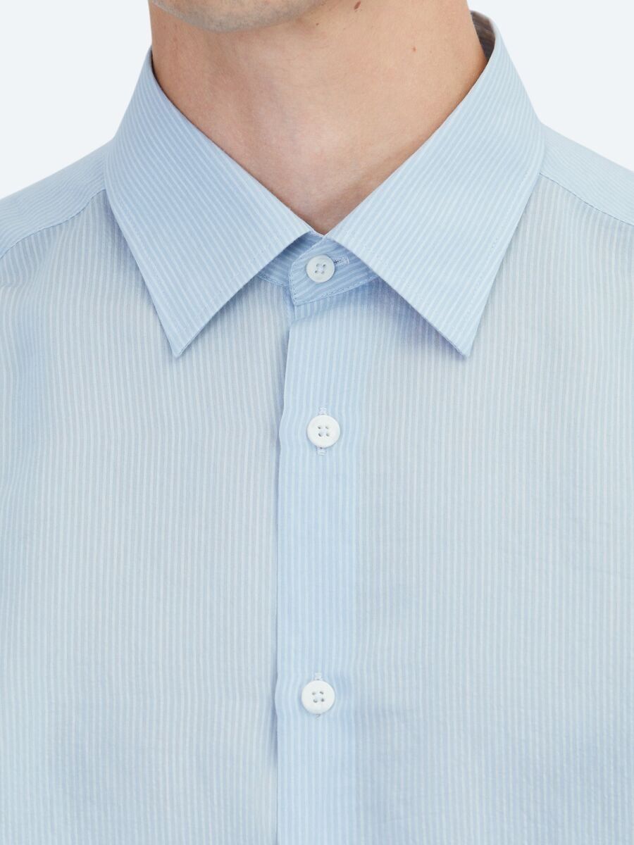 Blue Striped Regular Fit Long Weaving Casual Shirt - 4
