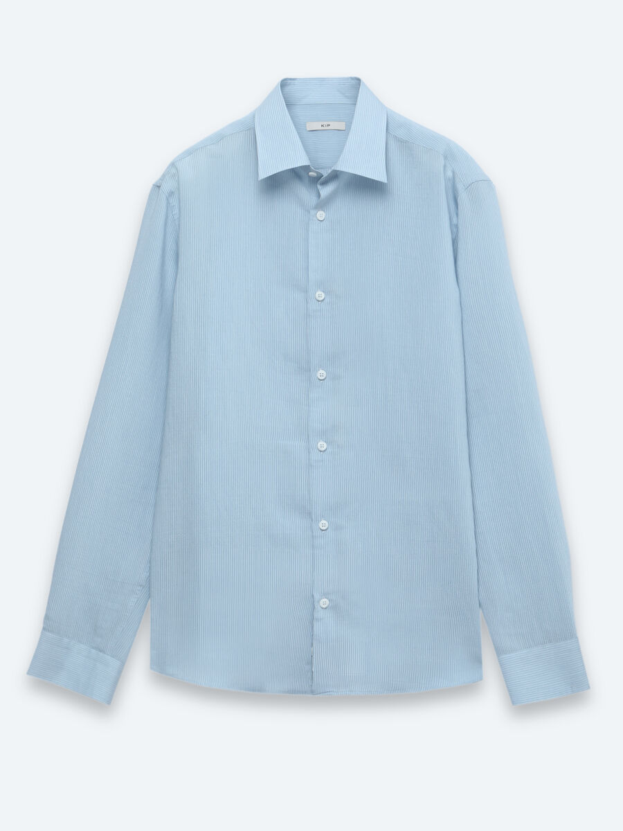 Blue Striped Regular Fit Long Weaving Casual Shirt - 6