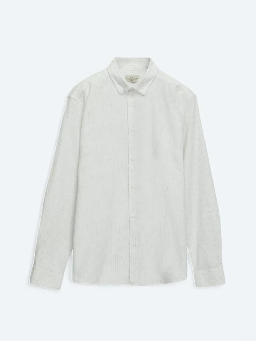 Blue Striped Regular Fit Weaving Casual 100% Cotton Shirt - 7