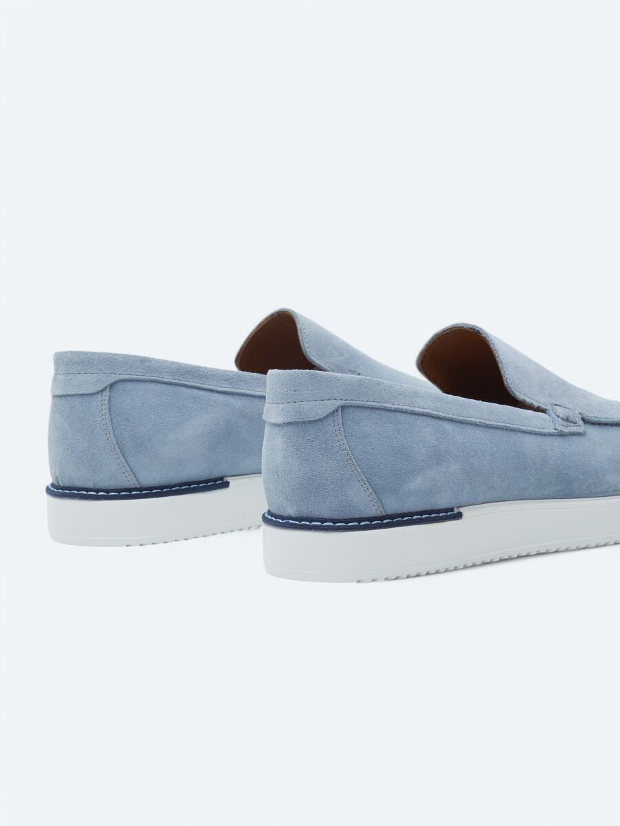 Blue Suede Smart Casual Shoes - 5